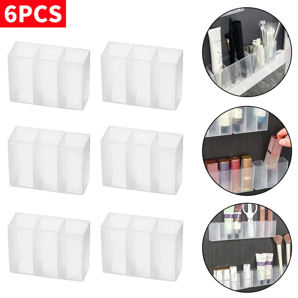 6PCS/3PCS/1PC multifunctional wall mounted compartment storage box, no punching required, suitable for storing small items in da