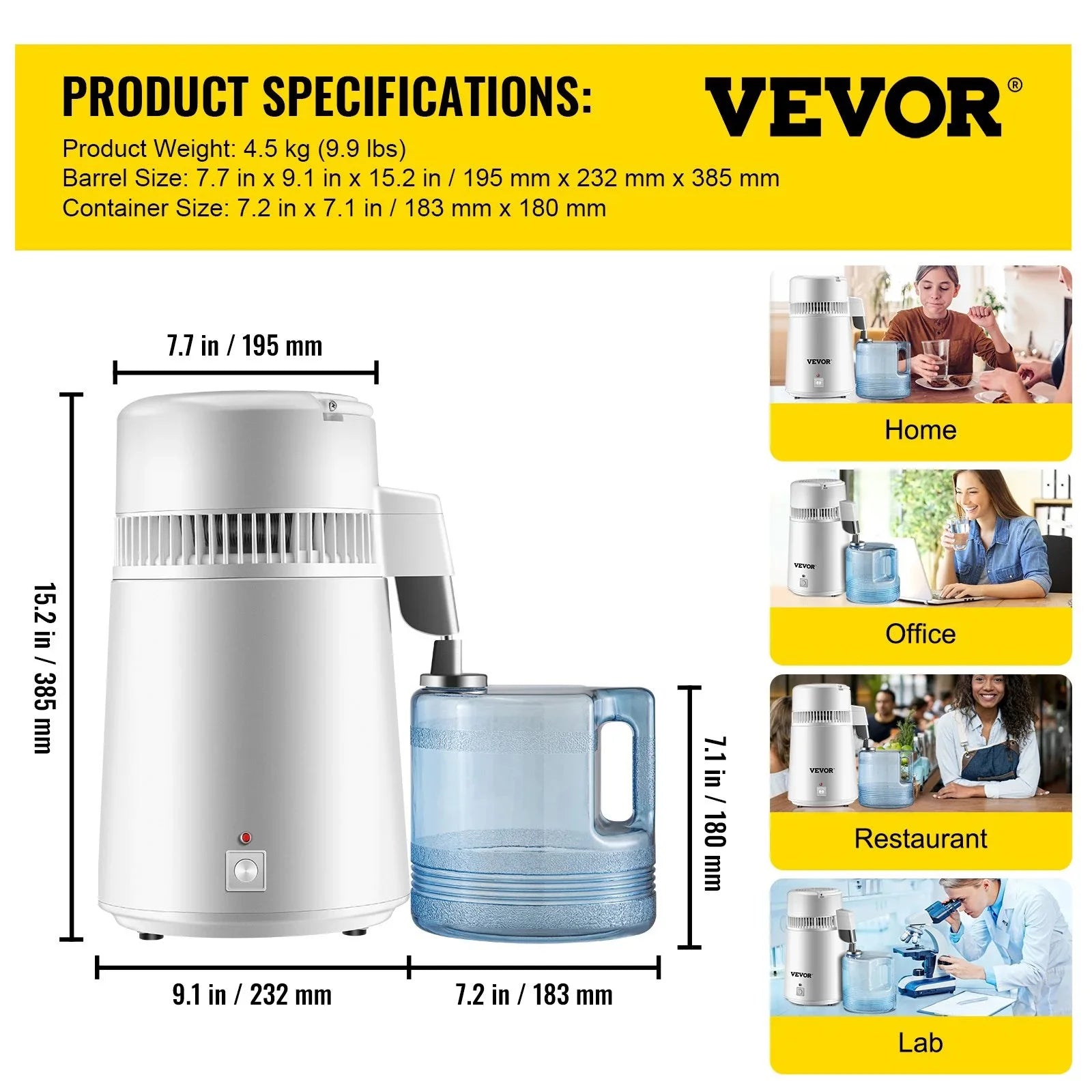 VEVOR Pro Leg Stretcher 220LBS Leg Stretch MachineWaterDistiller,PurifierFilter,4LDispenserHeatingDrinkingBottleSoftener