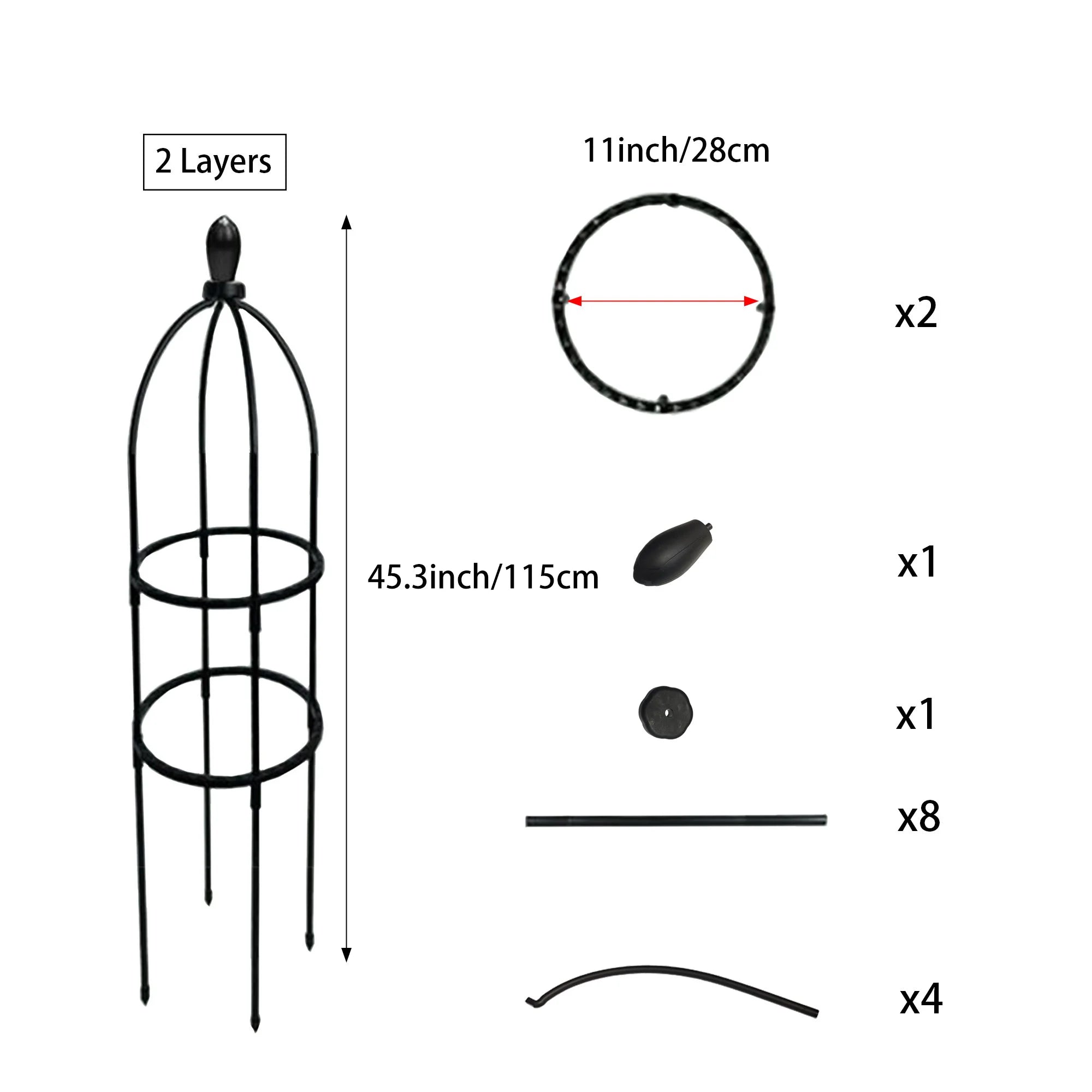 Black Garden Trellis, Plant Climbing Support Frame, Durable Plastic, Potted Plants, Indoor/Outdoor Climbing Plant Support