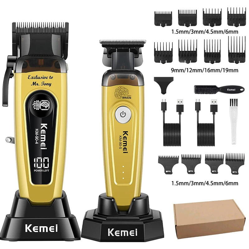 KEMEI Men's Hair Trimmer, Cordless Professional Hair Clippers, Beard Trimmer, Barber Care Kit, Hair Cutting Machine, 11,501 RPM,