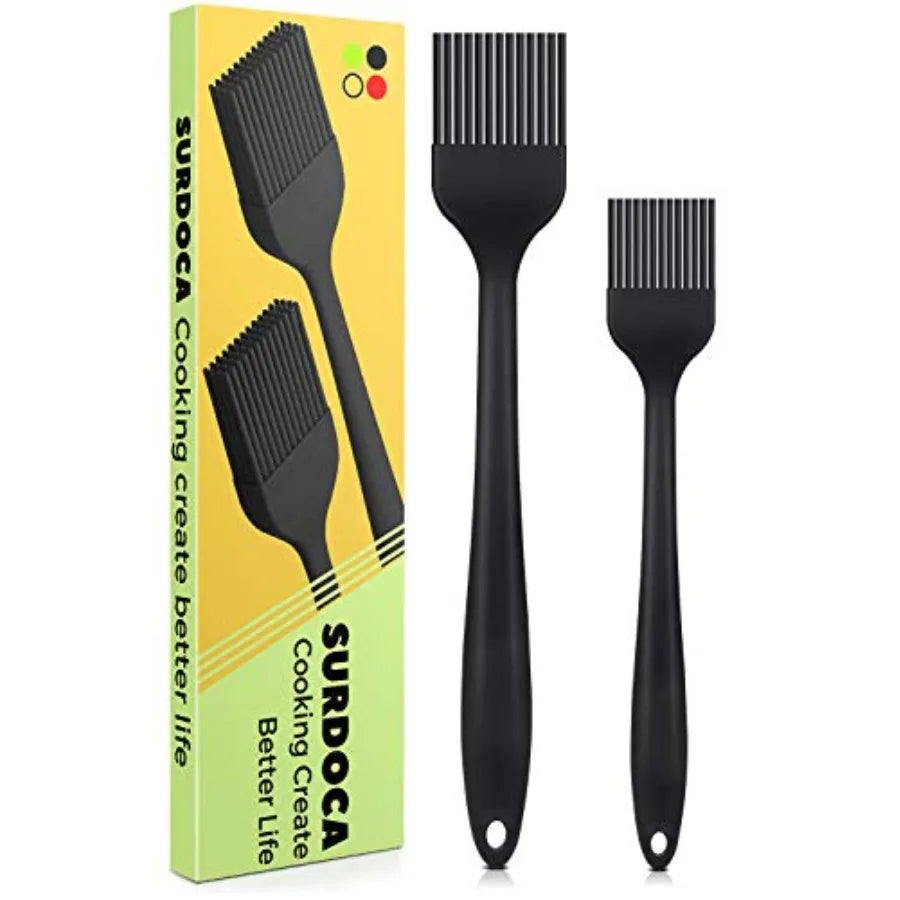 Silicone Pastry Basting Brush - 2Pcs 10 + 8 in Heat Resistant Brush for Baking Cooking Food BPA Free Kitchen Brush for Sauce Bu