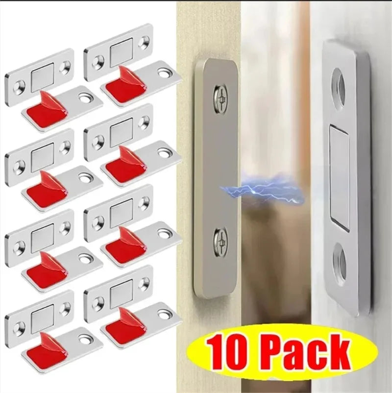 Ultra Thin Magnetic Cabinet Catches for Kitchen Closet - Strong Adhesive Drawer Magnet Lock Invisible Door Stopper