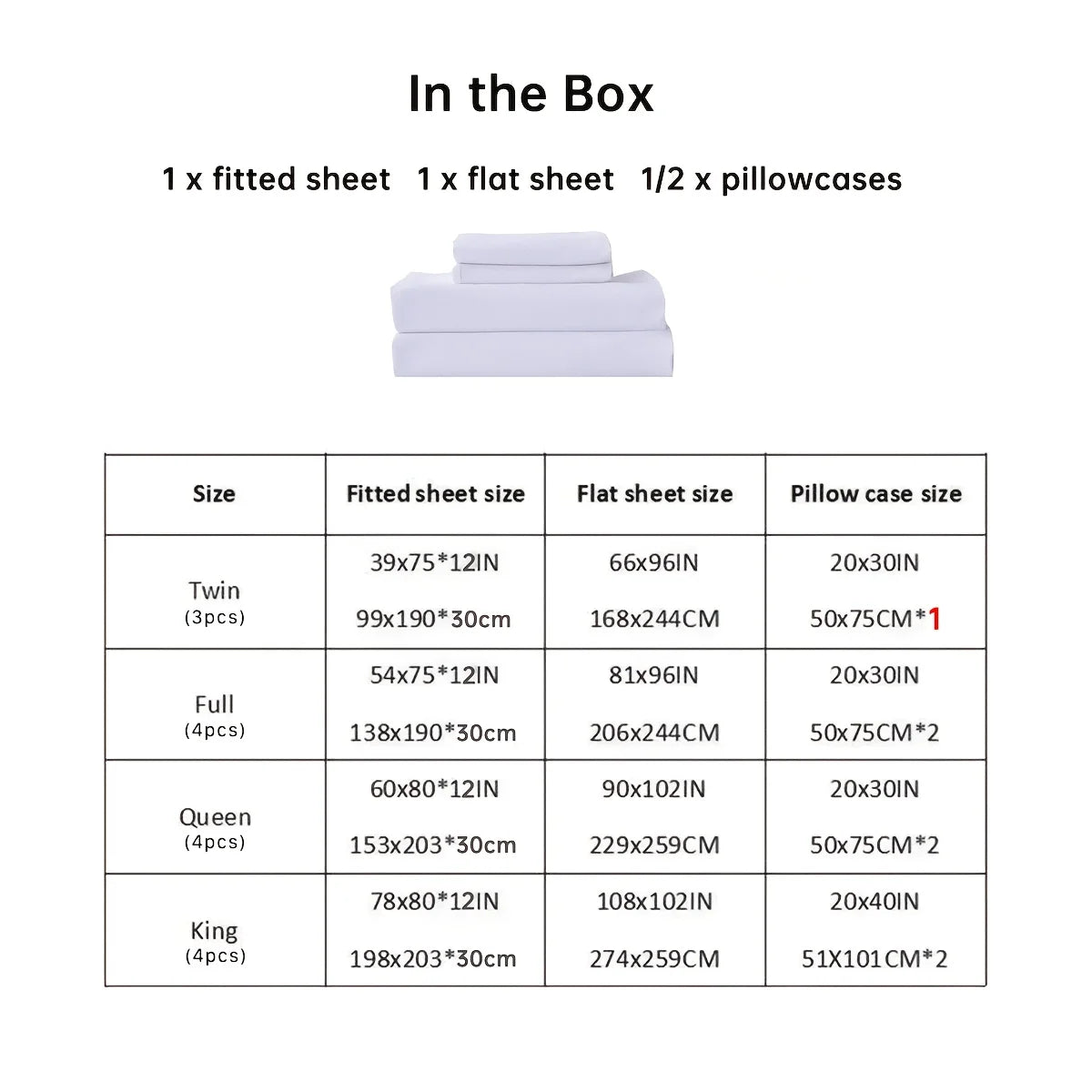 3/4pcs Solid Beding Set, Waterproof Fitted sheet & Bed Sheet & Pillowcases Soft, Queen, KIng, Full, Twin Size