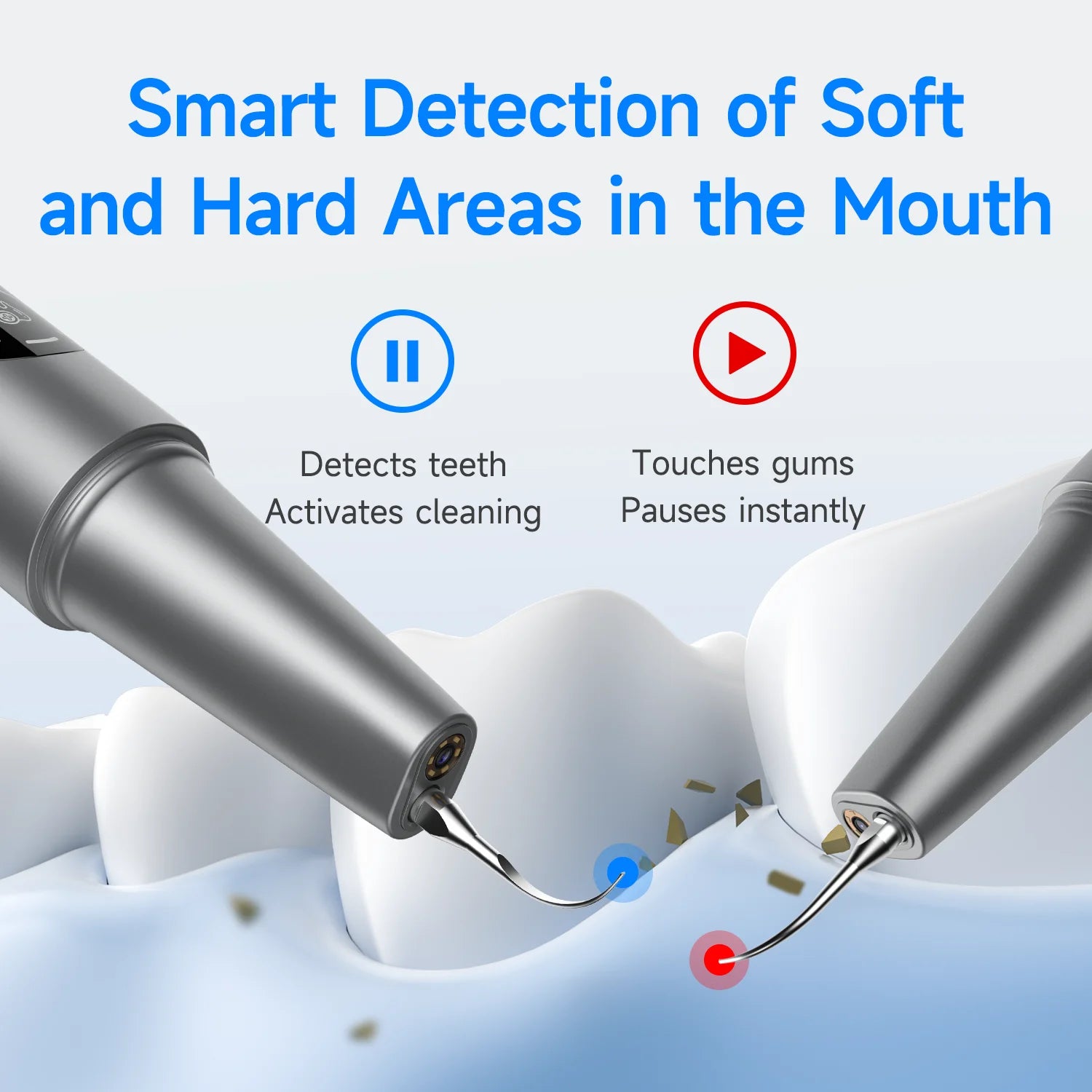 CURVY MOON Visible Ultrasonic Teeth Cleaner Electric Dental Scaler Tarter Calculus Plaque Removal Teeth Stains Cleaning Tools