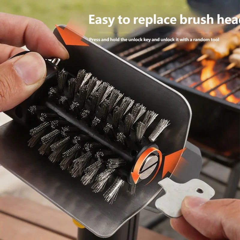Electric Grill Brush Outdoor BBQ Handheld Grease Rack Tool Brush Stainless Steel Cleaner for Rust and Dirt Removal