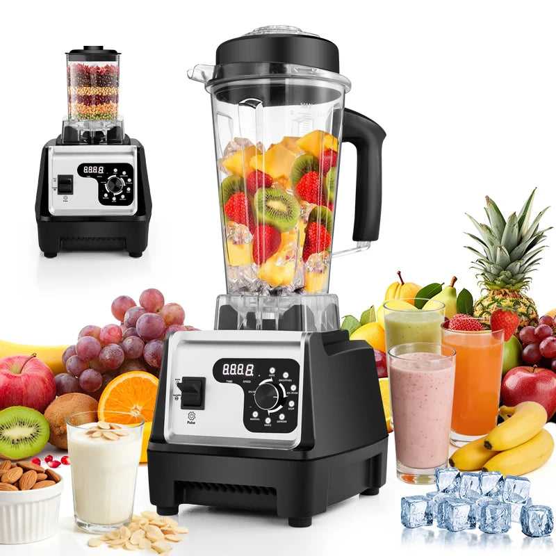 Professional food processor mixer, smoothie mixer, smoothie mixer and grinder combination, 25000RPM powerful mixer, kitchen 68Oz dual container countertop mixer