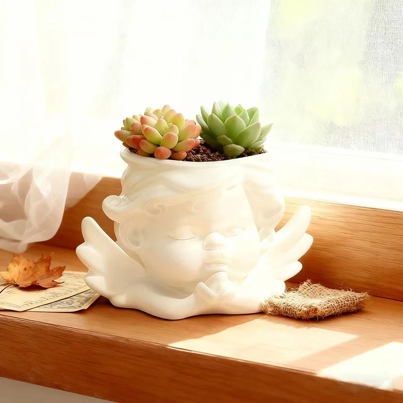 Cute Little Angel Flowerpot Green Potted Plants Container Home Courtyard Garden Decoration Resin Handicrafts Ornament GIft