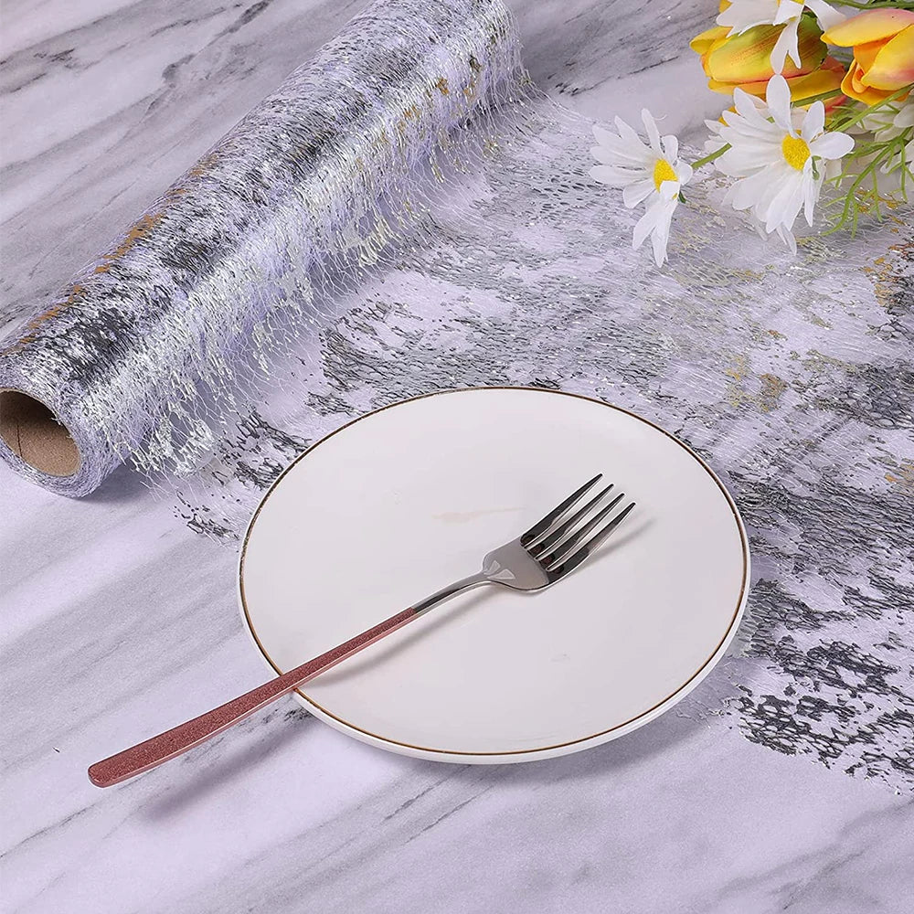 Metallic Gold Table Runner 300*28cm Sequin Glitter Foil Mesh Roll Tablecloth Party Wedding Birthday Table Decoration