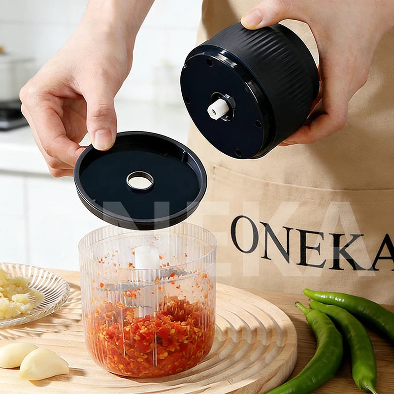 6-Blade Electric Mini Garlic Chopper USB Chili Pepper Grinder Kitchen Tool for Crushing Garlic Ginger Vegetables Baby Food Gift