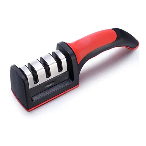 3-in-1 Knife Sharpener with 3 Tungsten Steel Stages, 21cm Sharpener for Chef & Kitchen Knives, Coarse Medium Fine