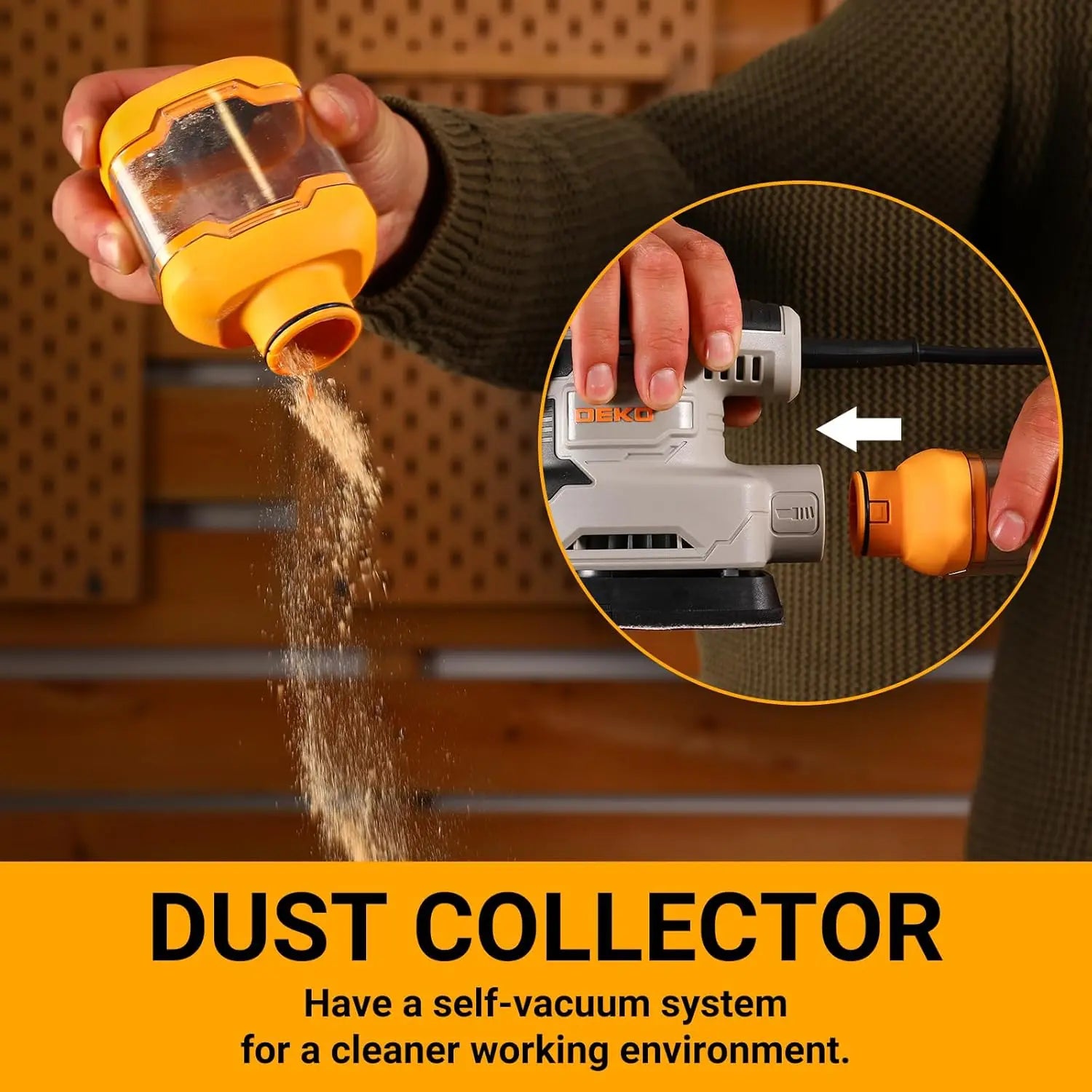 DEKO Multi-Function Mouse Sander Electric Sander Tool Corded Palm Sanders with Dust Collector for Sanding,Removing Paint in Home