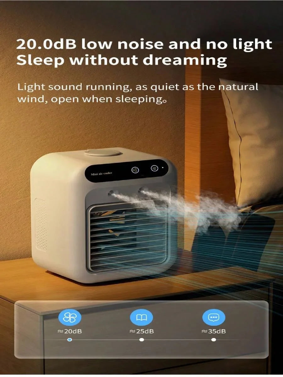 Portable Mini Desktop Air Cooler USB Rechargeable Personal Air Conditioner Fan Quiet Humidifying Mist Cooling For Home Office