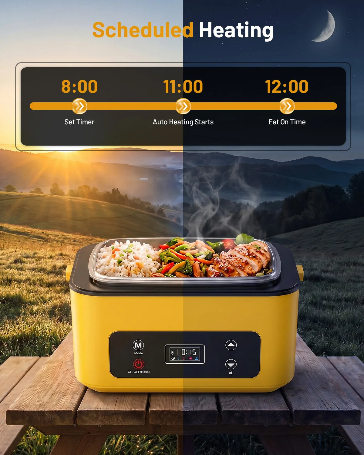TaskStar Portable Heated Lunch Box 40oz Cordless Leakproof Food Warmer with Stainless Steel Liner & Thermal Insulation for Camping Work School, Usable As Phone Power Bank
