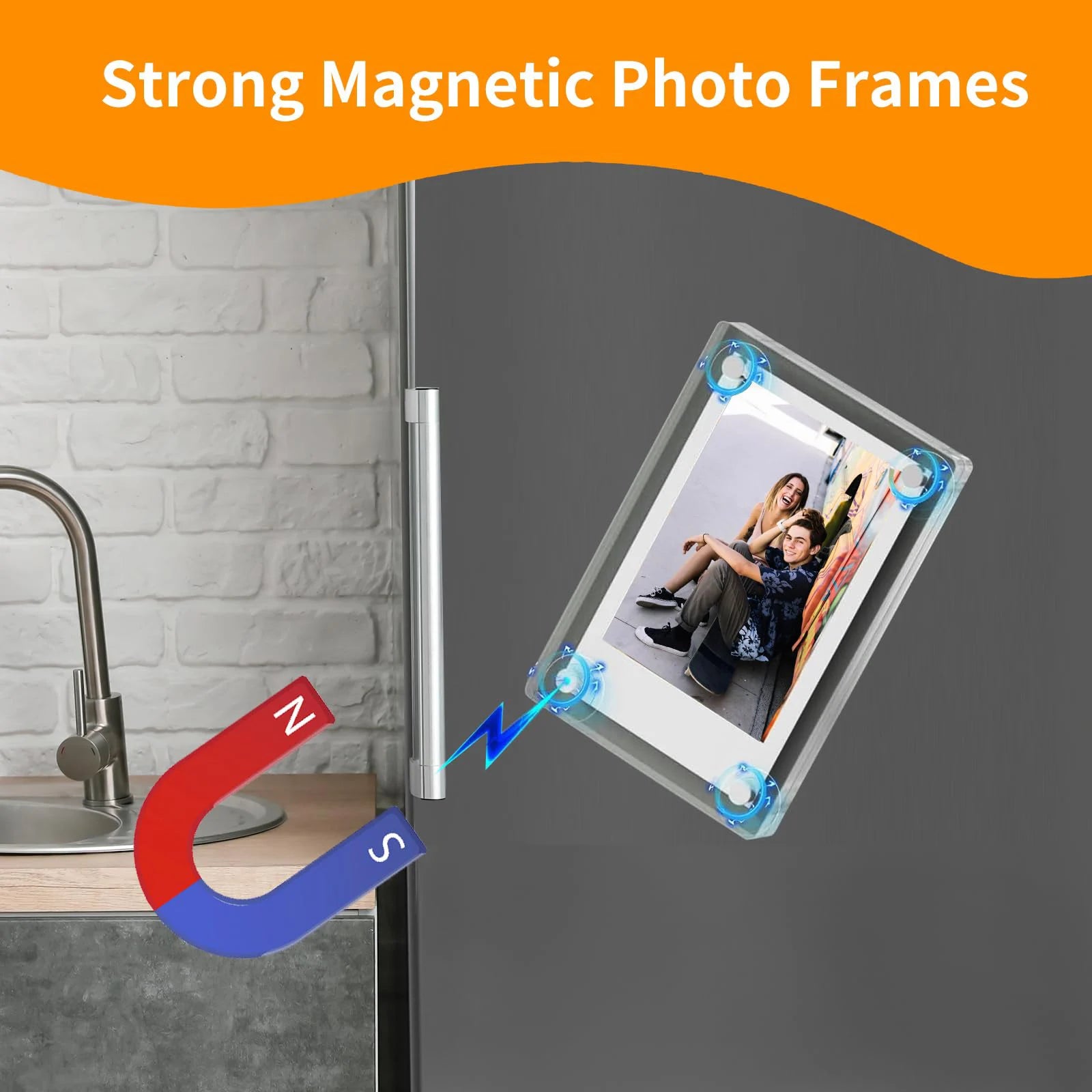 5 Packs Acrylic Fridge Magnetic Instax Frame, 2.46x3.54 Inch Magnet Frame for Refrigerator, Double Sided Mini Picture Frames