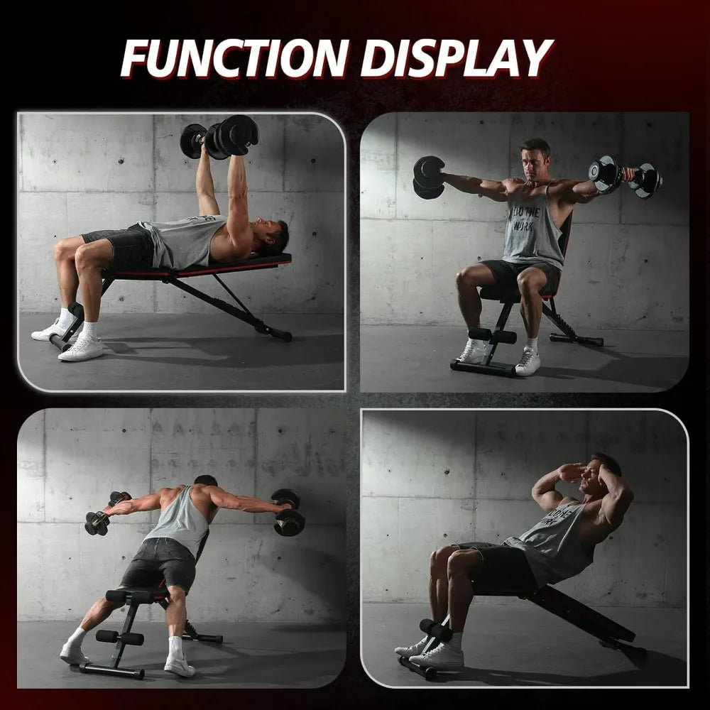 Orinar Adjustable Weight Bench Press Incline Decline Strength Training Bench Full Body Gym Workout Benches for Home Gym Fitness
