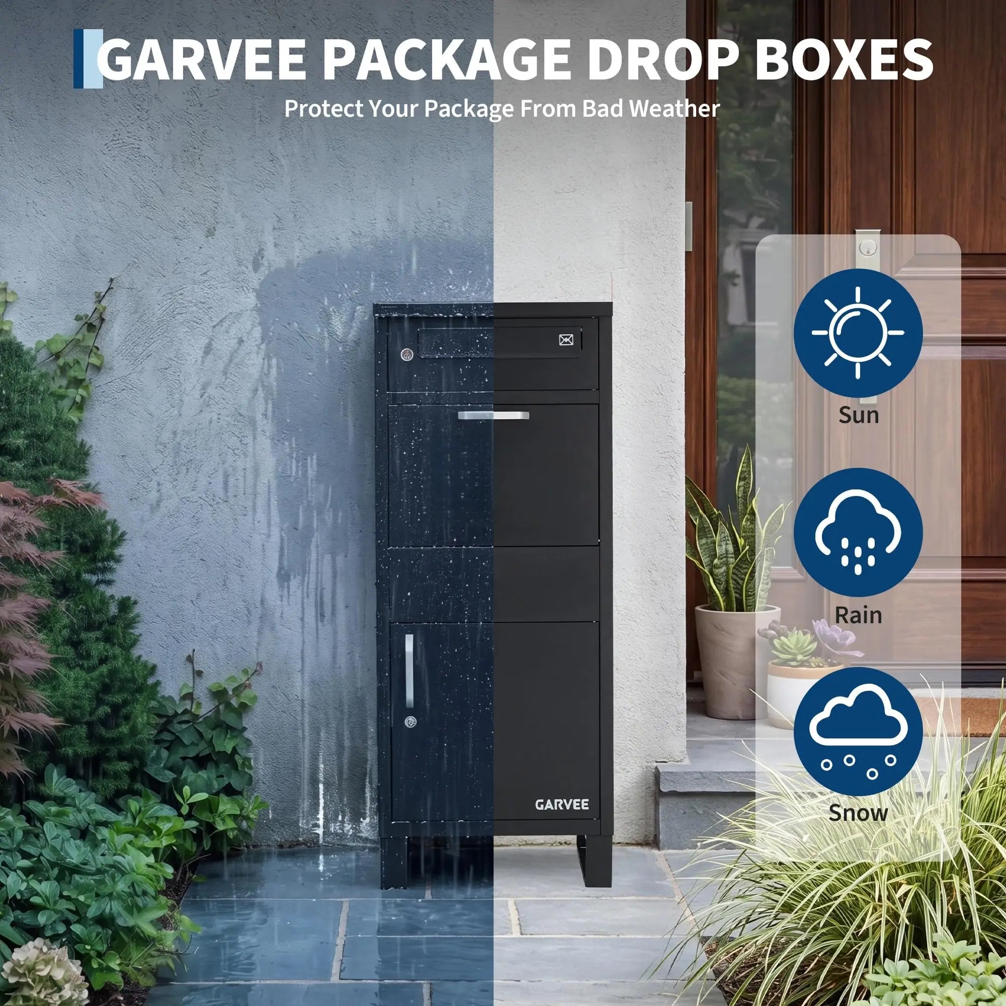 Galvanized Steel Outdoor Package Delivery Box 44in Large Lockable Parcel Drop Box With Cushion Weatherproof Wall Or Floor Mount