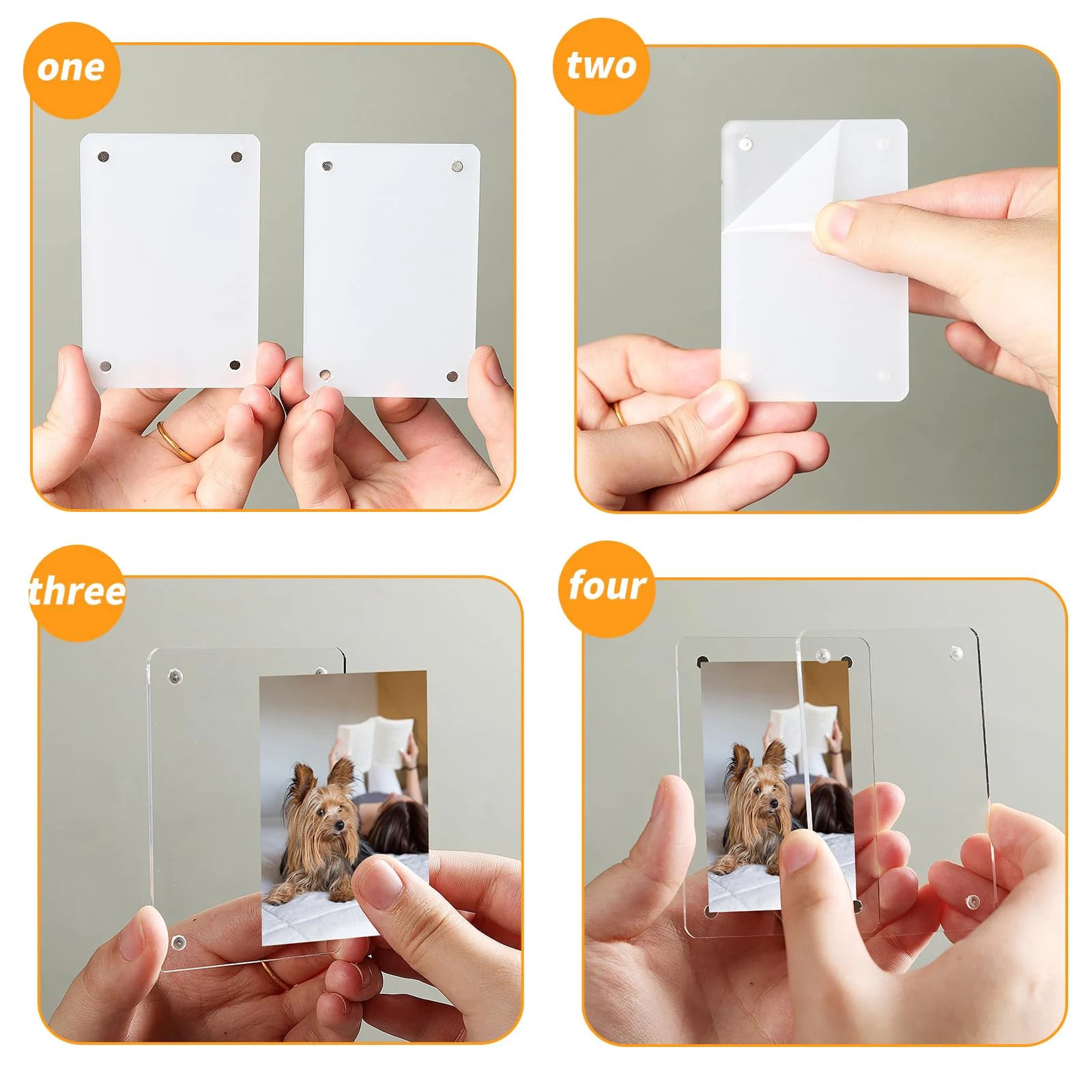 5 Packs Acrylic Fridge Magnetic Instax Frame, 2.46x3.54 Inch Magnet Frame for Refrigerator, Double Sided Mini Picture Frames