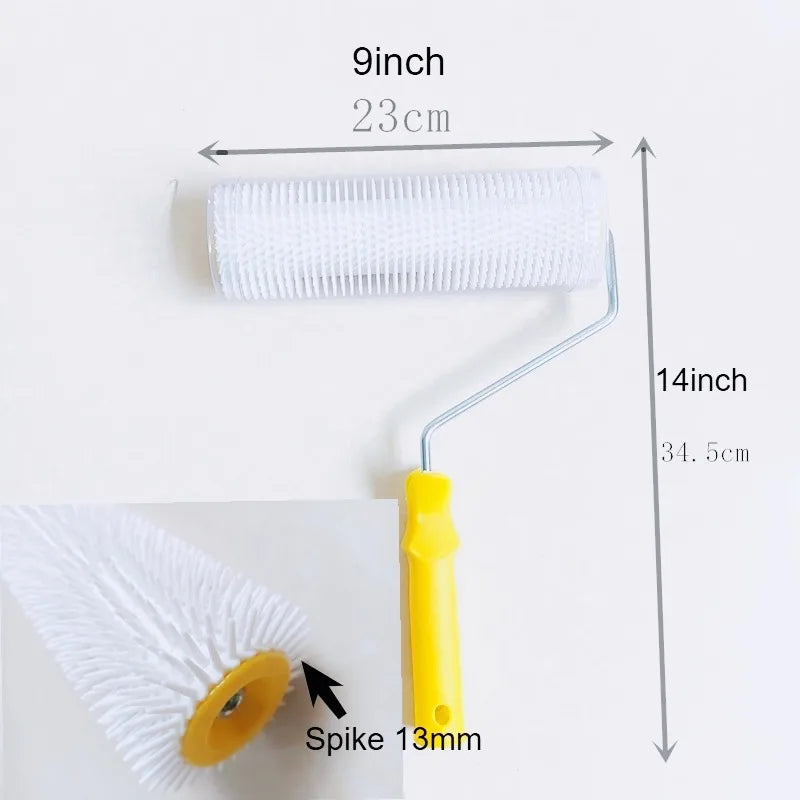 Latex Screed 6/9 Ich Spiked Roller Self Leveling Spiked Roller for Epoxy Floor, Thread in Handle, Bubble Remove Hand Tool