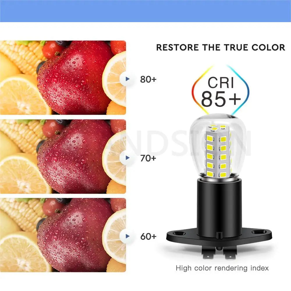 1PC 250V LED Microwave Oven Light Bulb Lamp With Base Vertical Right T170 Base White 6000K 33SMD 2835 Chip