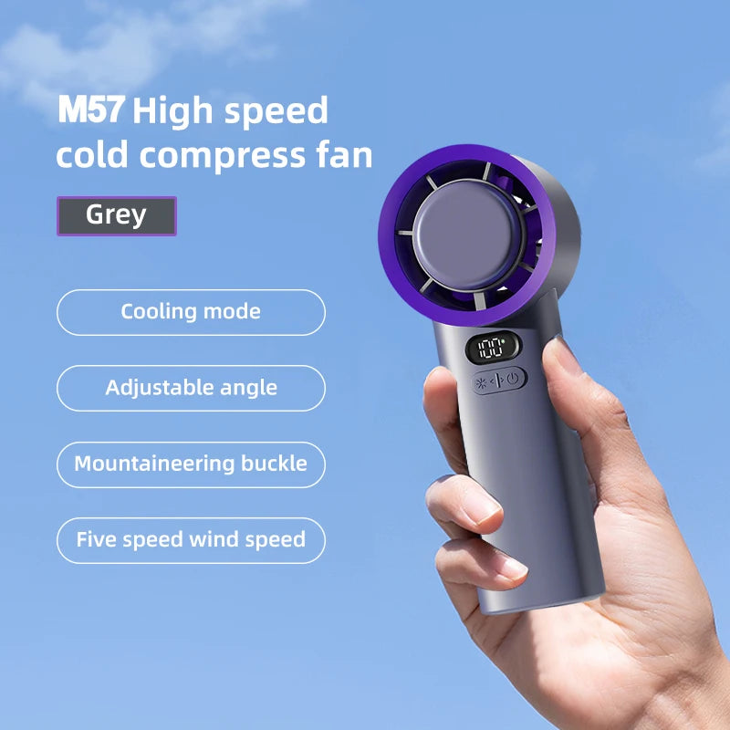 New Handheld Portable Cooling Fan 120 Speeds Adjustable Refrigeration Quite Mini Turbo Fan Type-C High Speed Cold Compress Fan