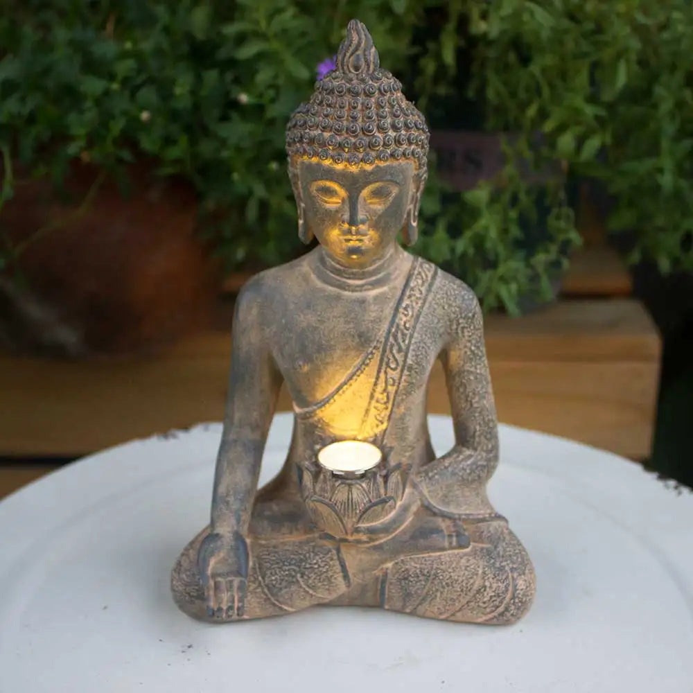 Solar Meditating Buddha Statue Garden Decoration Outdoor Lights Waterproof Zen Garden Figurines Home Patio Lawn Yard Ornaments