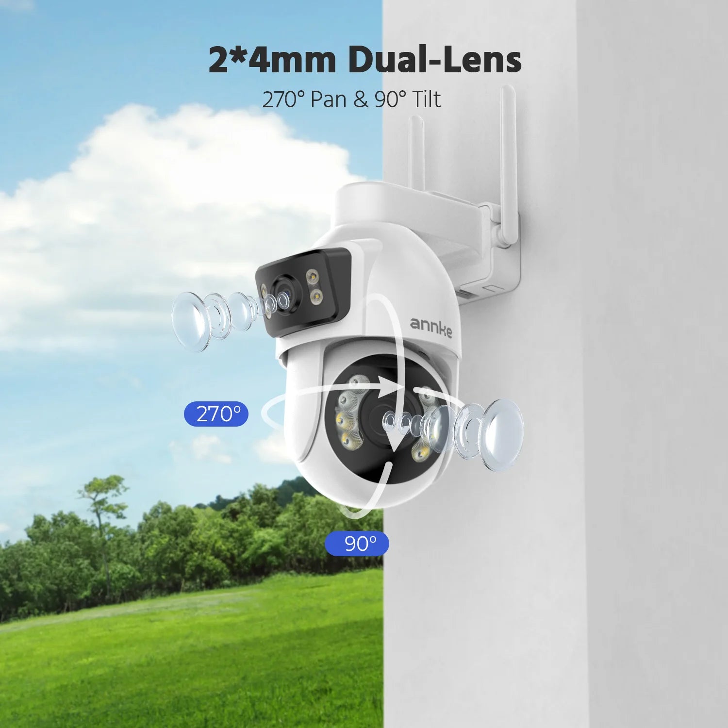 ANNKE 3 Inch 10MP PTZ Dual lens Smart WIFI camera Dual Lens Smart Home Security Wireless Alarm CCTV Surveillance Outdoor Camera