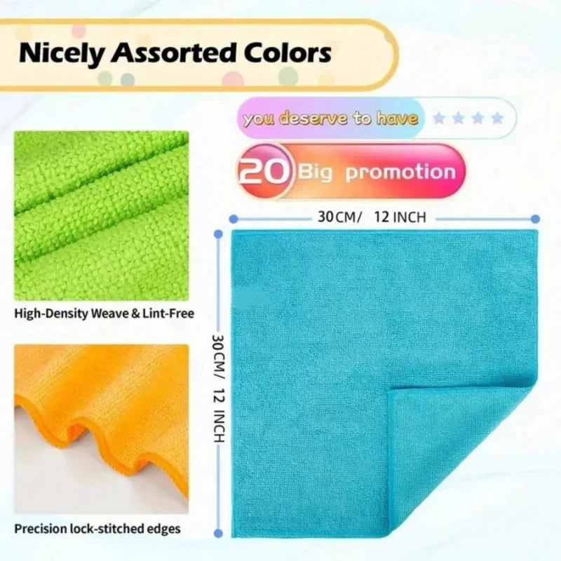1/3/5/10Pcs Multi-Color Microfiber Cleaning Towels, Soft Quick Drying Water Absorbent Cloths for Home Kitchen Bathroom Hotel