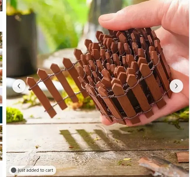 1pc Mini Fence, Garden And Bonsai Decoration Fairy Tale Garden Fence Wooden Decoration, DIY HandicraftProject Mini Picket Fence