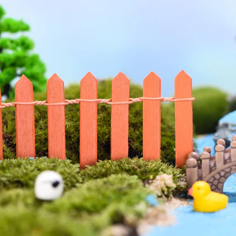 1pc Mini Fence, Garden And Bonsai Decoration Fairy Tale Garden Fence Wooden Decoration, DIY HandicraftProject Mini Picket Fence