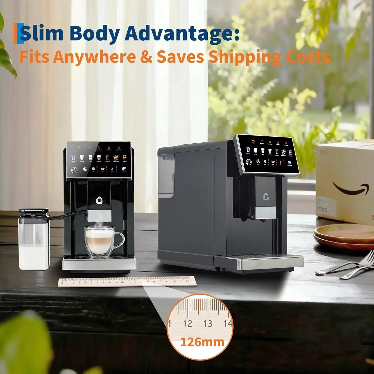 3rd-Gen Espresso Coffee Maker with Milk Frother - Removable Brewer & Grinder, Adjustable Coarseness/Flavor, Detachable Milk Tank