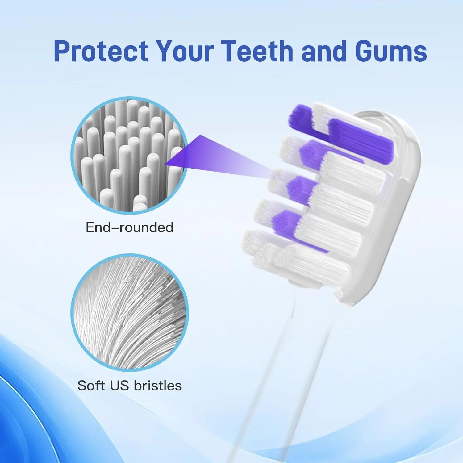 10 Pcs/Pack Replacement Toothbrush Heads For Laifen Wave Electric Toothbrush, Cleansing and Brightening , Transparent