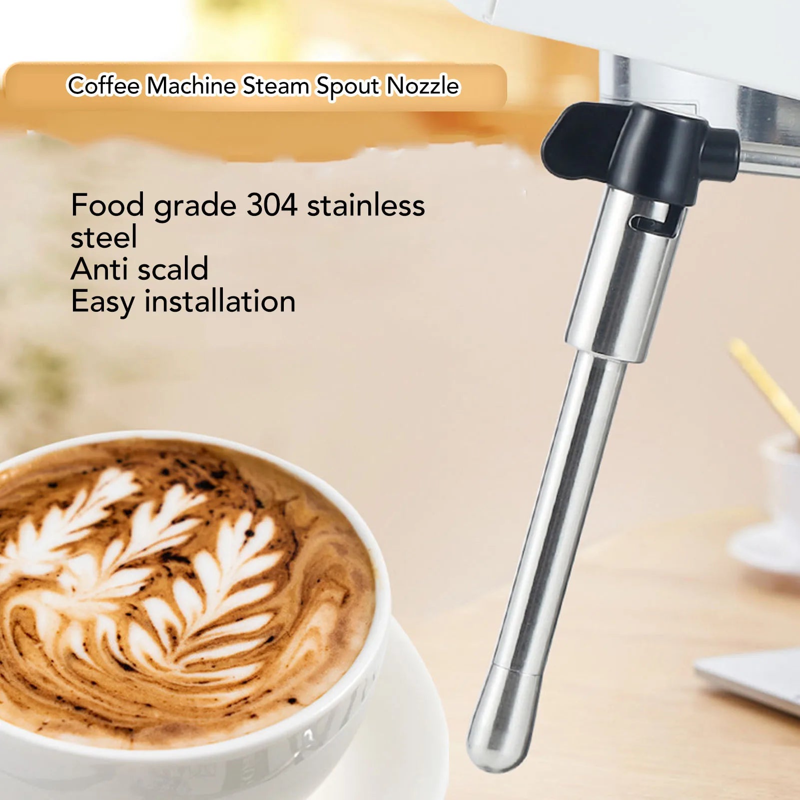 Coffee Machine Steam Spout Coffee Machine Steam Wand Stainless Steel Coffee Maker Steam Spout Nozzle Tip Replacement for EC685
