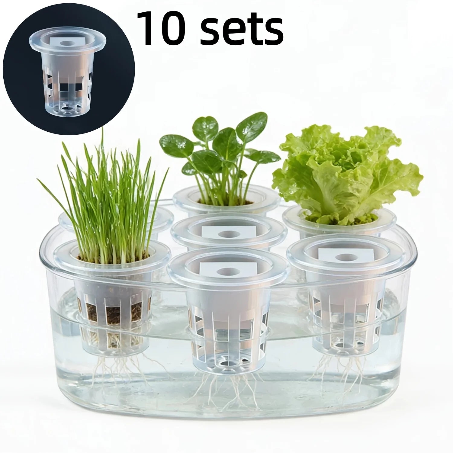 10pcs Hydroponic Seedling Basket Set (Includes 10 Planting Baskets + 10 Seedling Sponges)|Seed Stabilization to Prevent Drifting