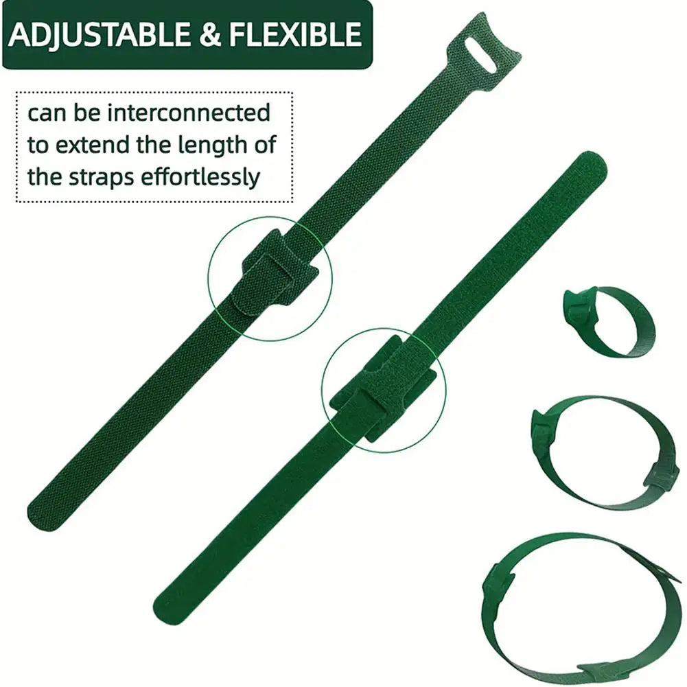 100pcs Reusable Nylon Plant Ties Adjustable Non-Slip Hook & Loop Fasteners For Climbing Plants Garden Support ﻿