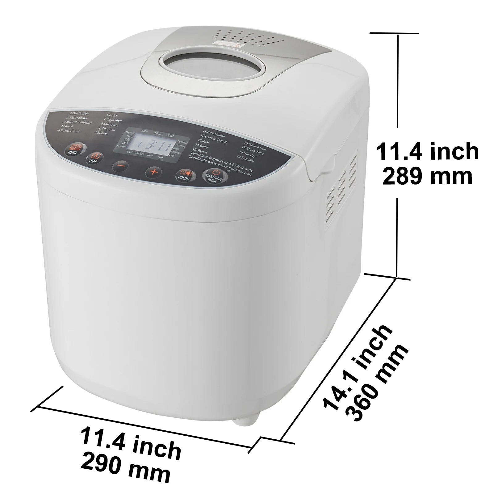 SucceBuy 3 LB Bread Maker 15-in-1 Dough Machine Nonstick Ceramic Pan Automatic Bread maker with Gluten Free Setting