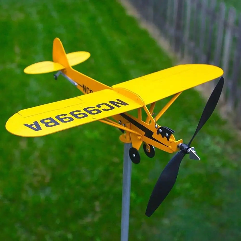 Weather Vane Wind Direction Compass Pipe Airplane Weathervane Windmill 3D Garden Decoration Windmill