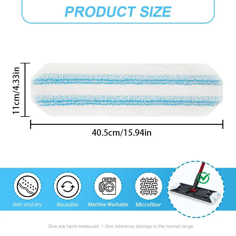 Replacement Rags Fit For Vileda H2prO Flat Mop System , Washable Reusable Microfiber Mop Pad | Safe On Wood Floors, Vinyl, Tile