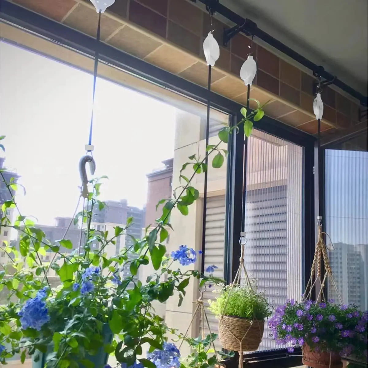 Retractable Plant Pulley Adjustable Hanging Flower Basket Hooks for Hanging Plants Heavy Duty, Indoor Outdoor Plant Hanger