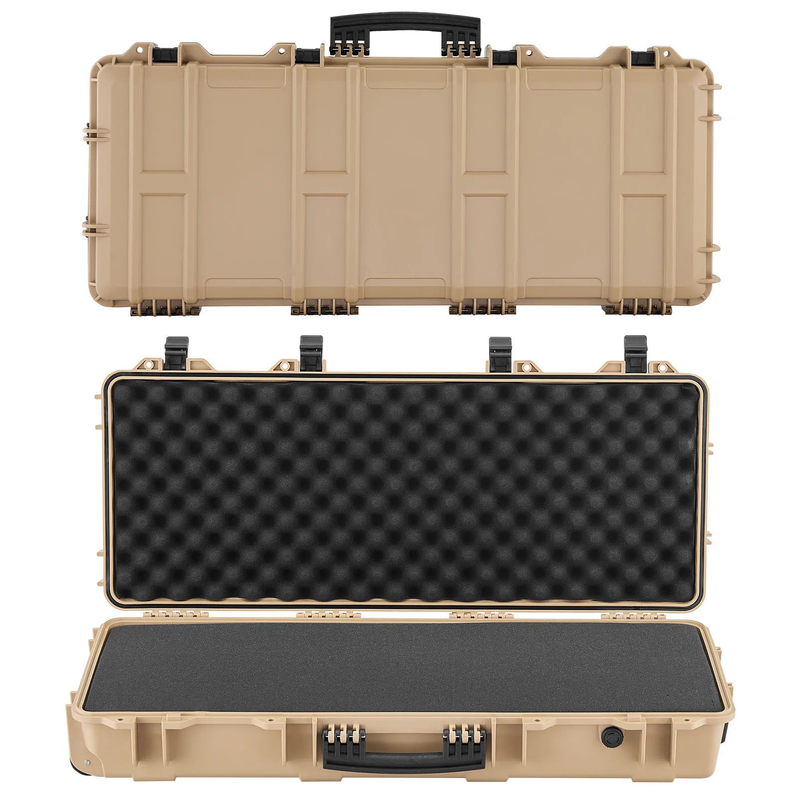 SucceBuy Hard Rifle Case Lockable Rifle Case with Pre-cut Foams Wheels IP67 Waterproof Pistol Storage Cases for Rifles Shotguns