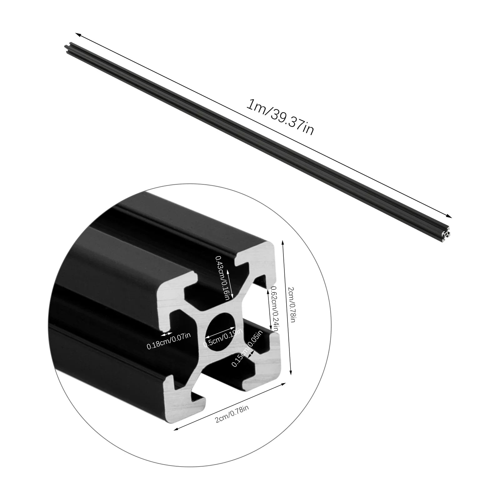 10 Packs 2020 T-Slot Aluminum Extrusion Standard Anodized Linear Rail 20*20*1000mm for CNC 3D Printer