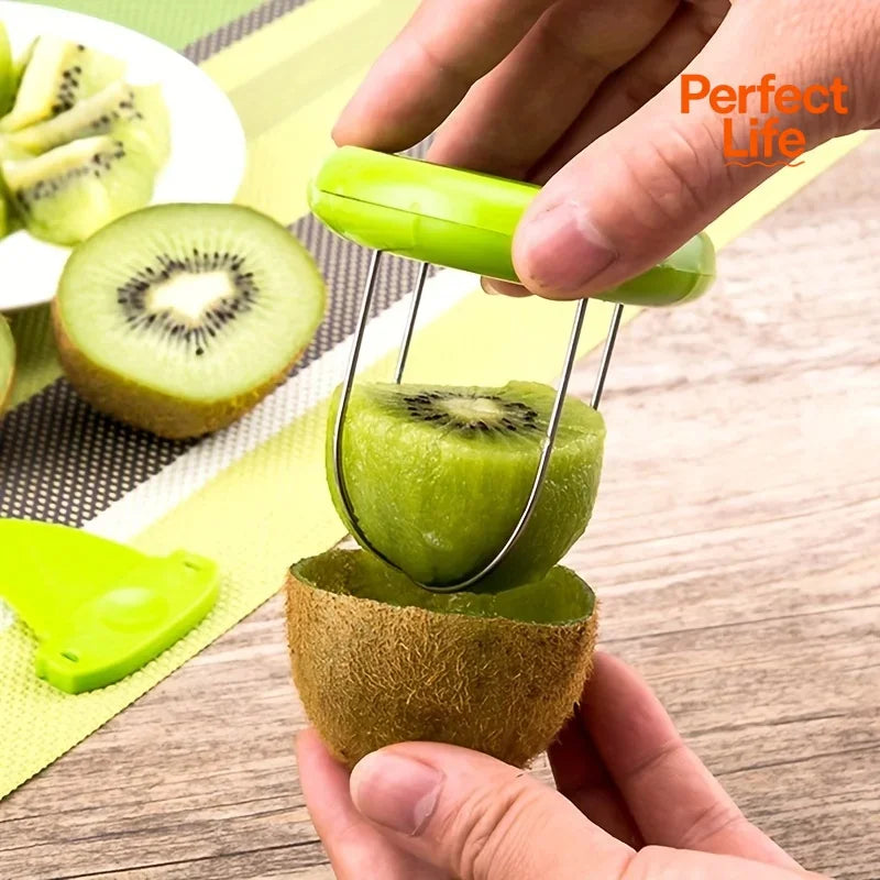 Fast Fruit Kiwi Cutter Peeler Slicer Kitchen Gadgets Stainless Steel Kiwi Peeling Tools Kitchen Creative Fruit Peeler