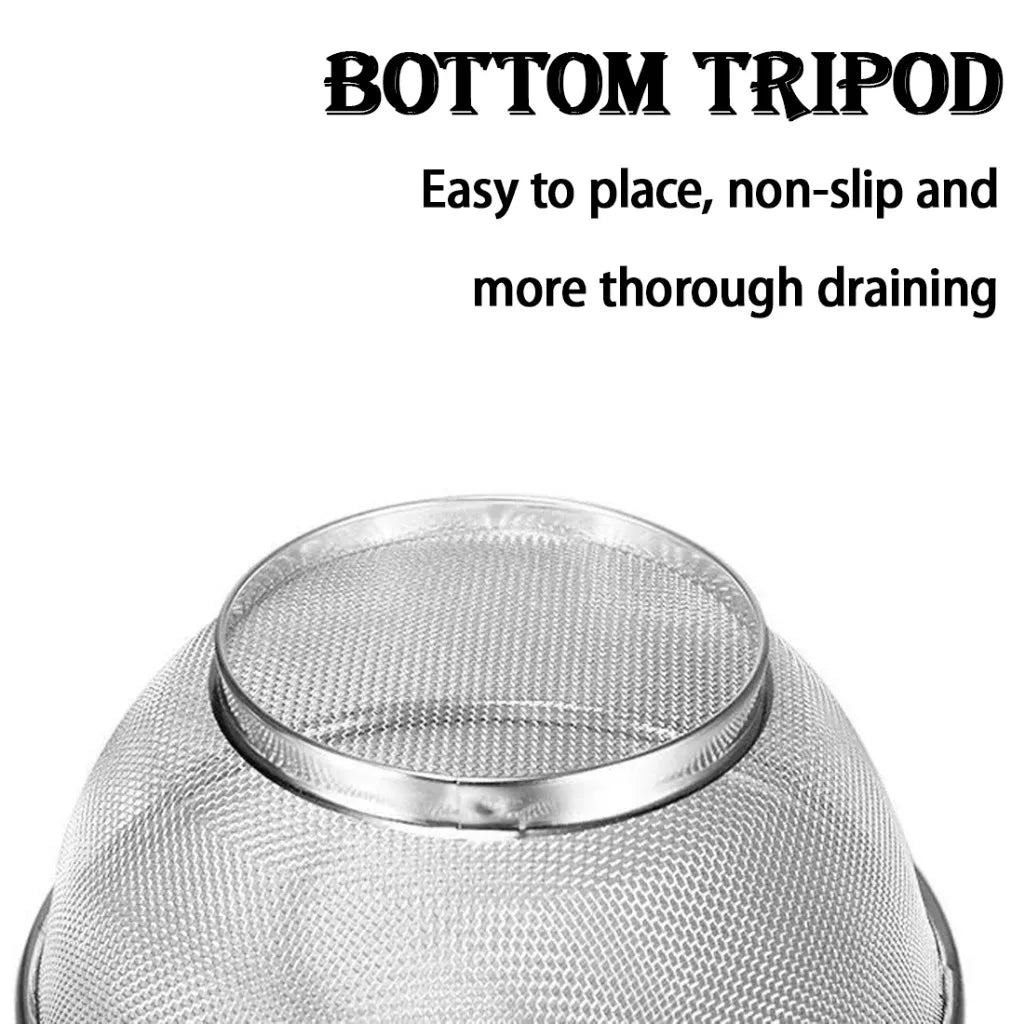 Thickened Stainless Steel Colander Rust-Resistant with Handle Vegetable Washing Basket Cleaning Tool Rice Pasta Strainer