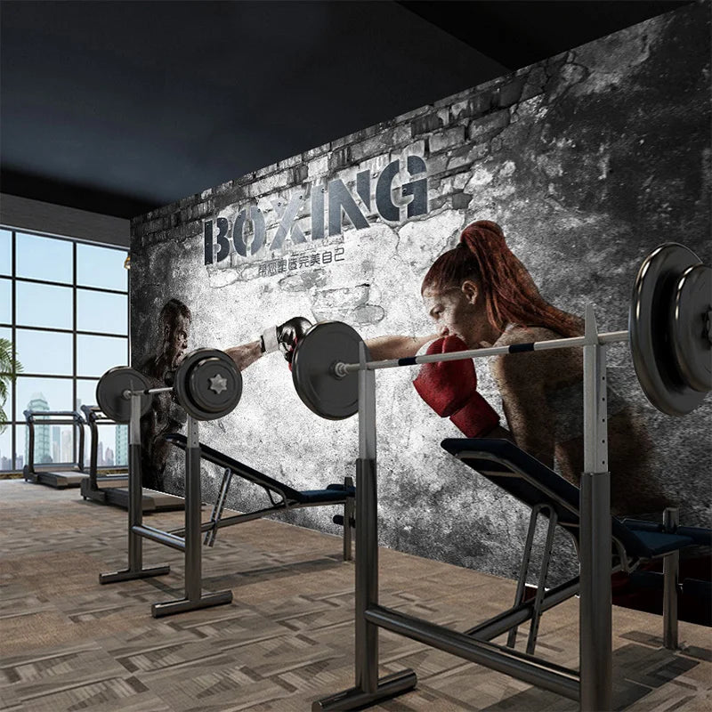 Custom Any Size Mural Wallpaper 3D Abstract Boxing Gym Beauty Guy Wallpaper Living Room Sofa TV Home Furnishing Waterproof Mural
