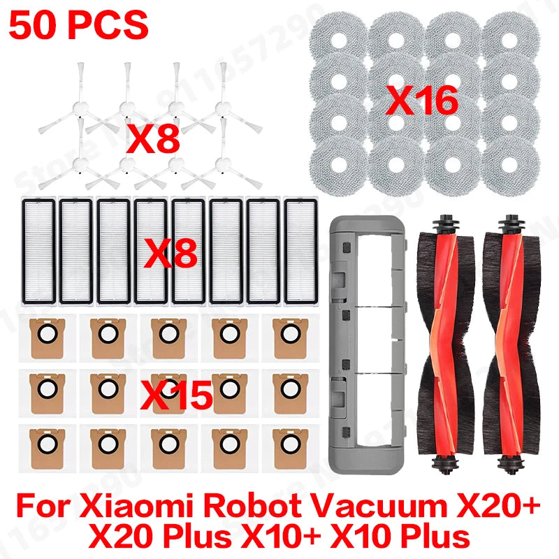For Xiaomi Robot Vacuum X20 Plus/ X20+/X10+ / X10 Plus Spare Parts Accessories Main Side Brush Mop Cloth Dust Bag Filter