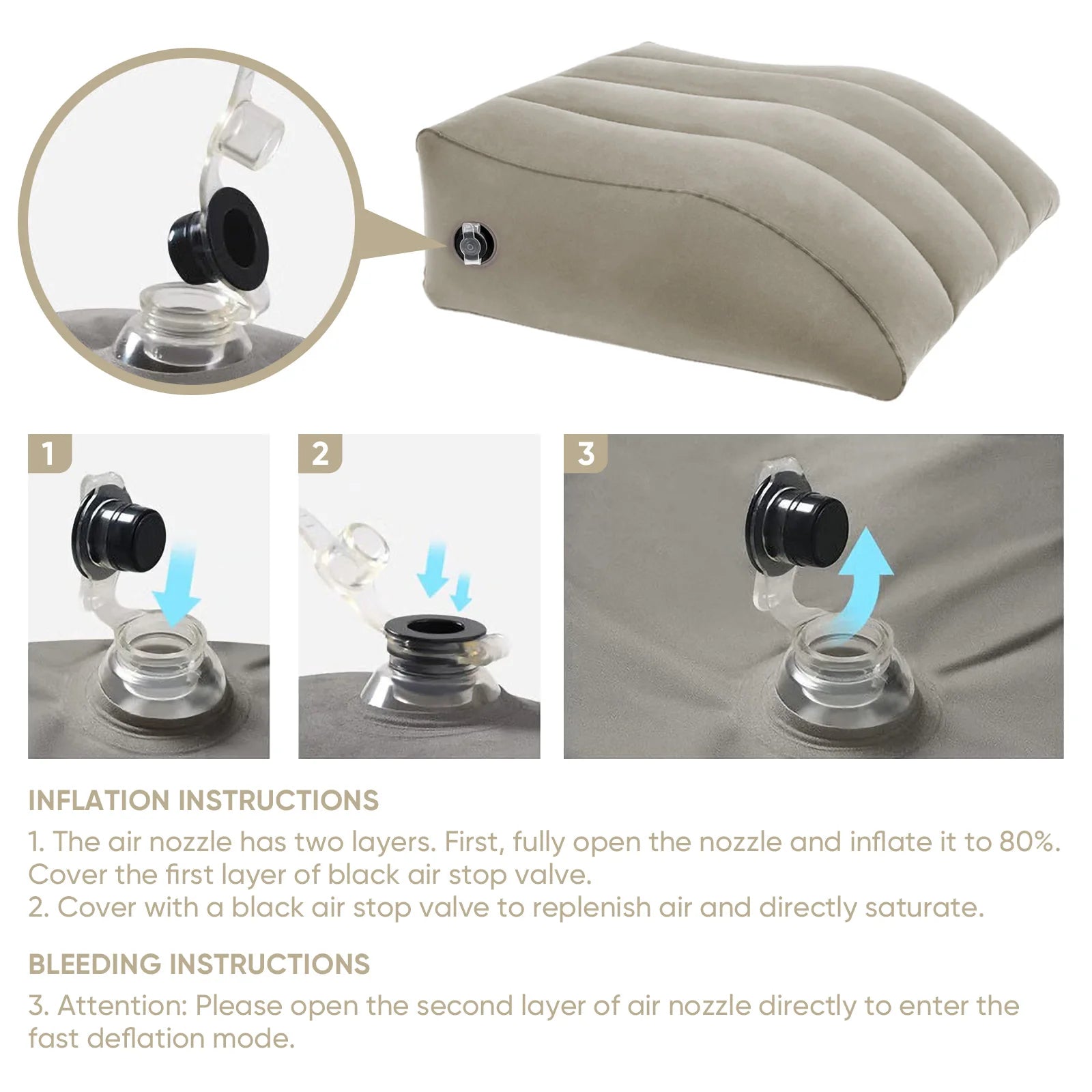 Leg Elevation Pillow, Inflatable Leg Rest Cushion - Circulation Improvement Pad for Sleeping and Reading, Ideal Wedge Pillow
