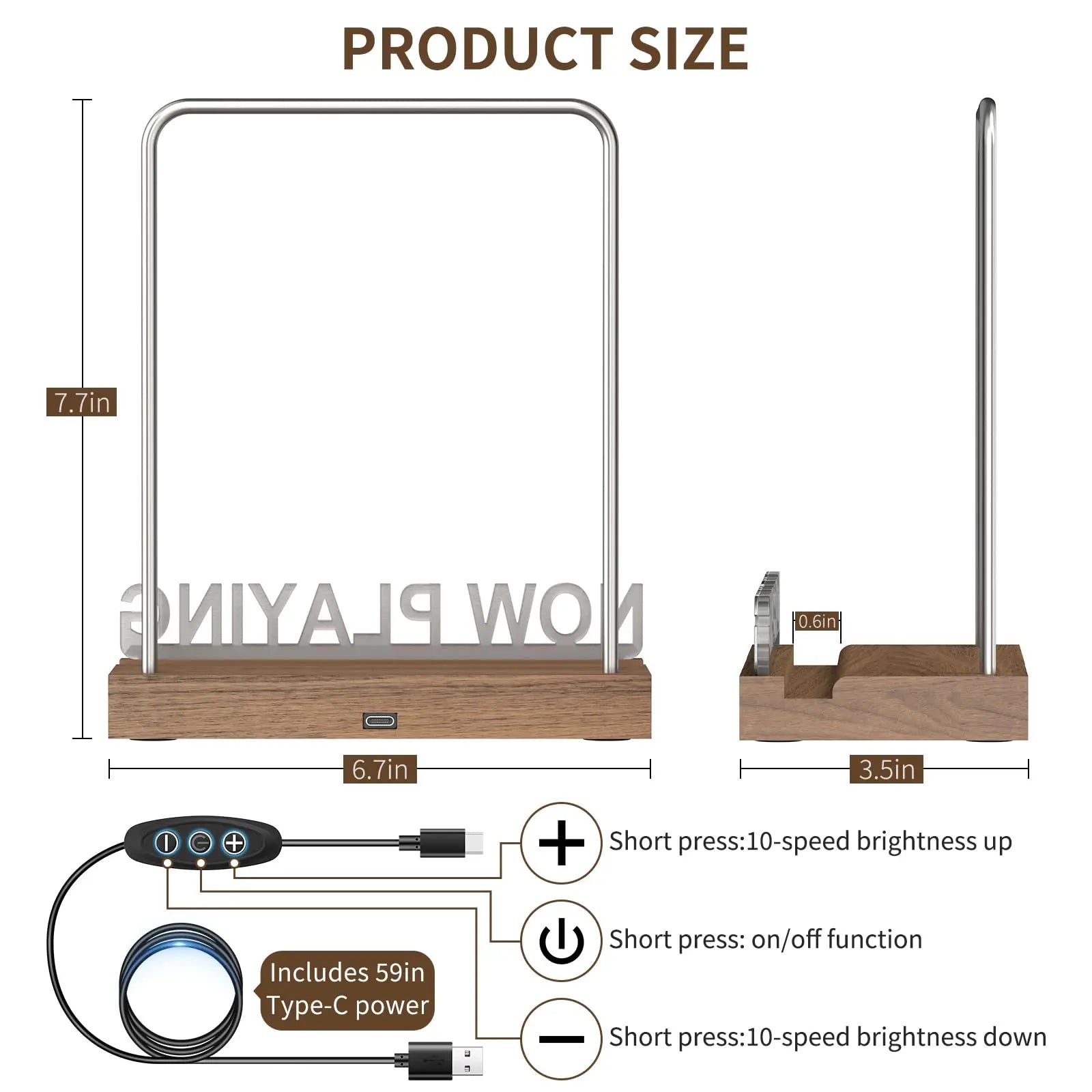 Now Playing Vinyl Record Holder Light Up Vinyl Record Display Stand with Fingerprint-Proof Acrylic Albums, Warm White Light