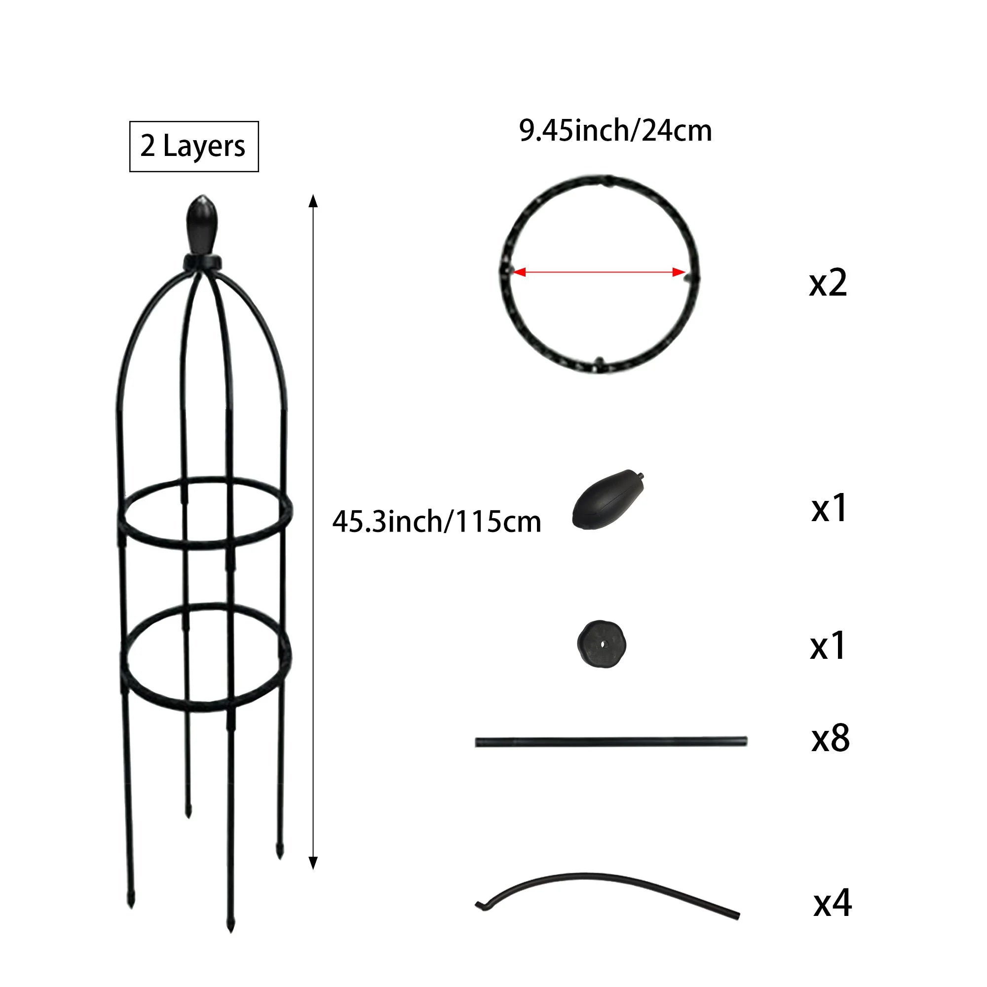 Black Garden Trellis, Plant Climbing Support Frame, Durable Plastic, Potted Plants, Indoor/Outdoor Climbing Plant Support