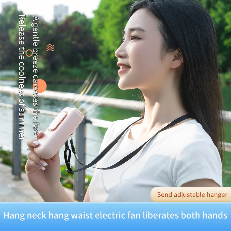 USB Rechargeable 1200mAh Portable Mini Neck Fan - Lightweight and Compact Design, Suitable for Outdoor, Dormitory, Office and Tr