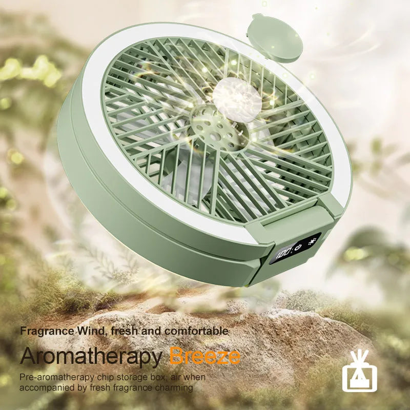 Foldable Desk Fan with Digital Display, 5 Speeds, Phone Stand, Night Light, Ultra-Thin Portable for Home Office Camping