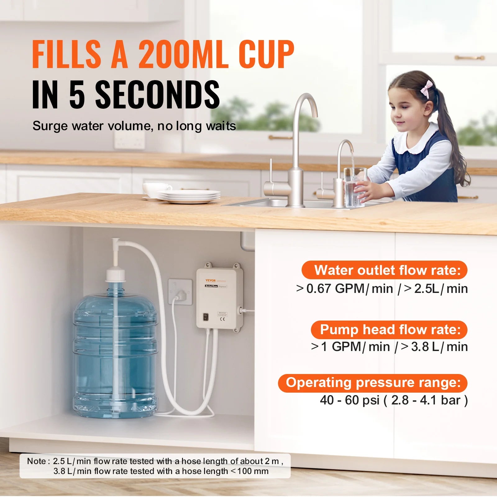 SucceBuy 5 Gallon Bottled Water Dispenser Pump System Automatic Electric Single Inlet Compatible Use w/ Tea Machine Refrigerator